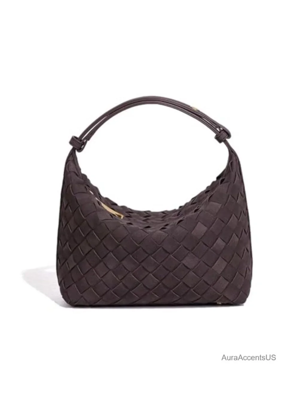 Handwoven Suede Leather Tote Bag Vegan Hobo Top-Handle Shoulder Purse